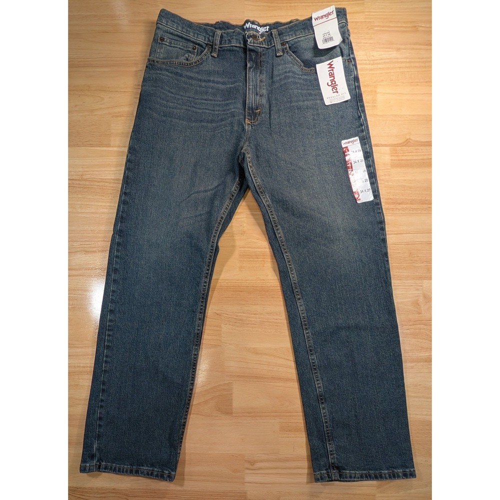Wrangler Mens Regular Fit Straight Leg Flex Jeans Medium Wash 34x29 MGW25RI NEW